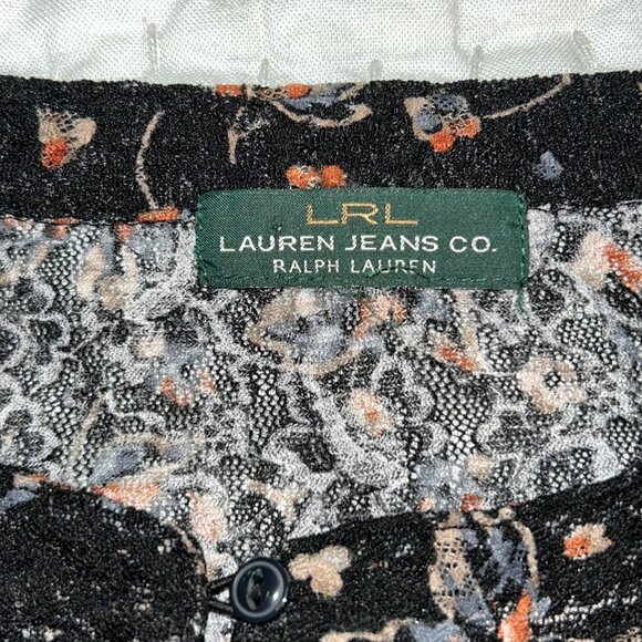 Lauren Ralph Lauren Stretch Lace Ruffled Bib Split Neck Top plus size 2X - Picture 8 of 11